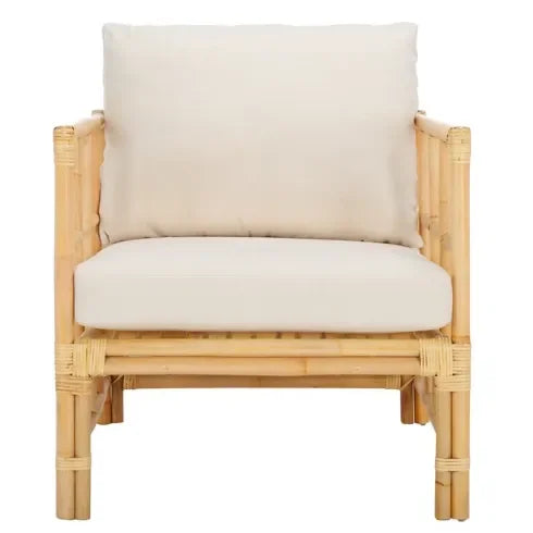 Aisling Rattan Accent Chair in White with Cushion - The Mayfair Hall