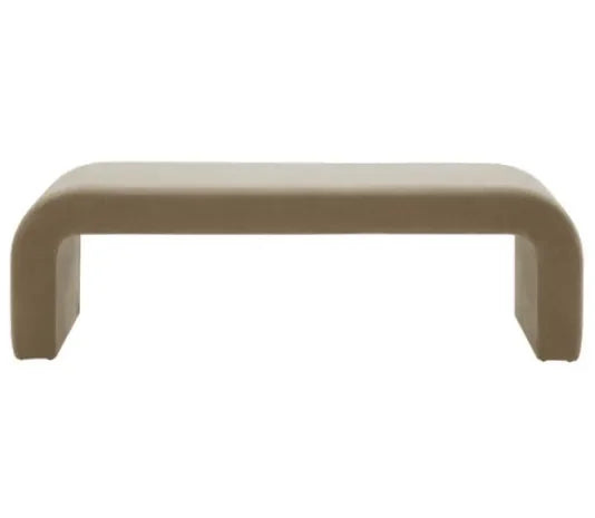 Caralynn Velvet Bench in Light Brown with Rounded Corners - The Mayfair Hall