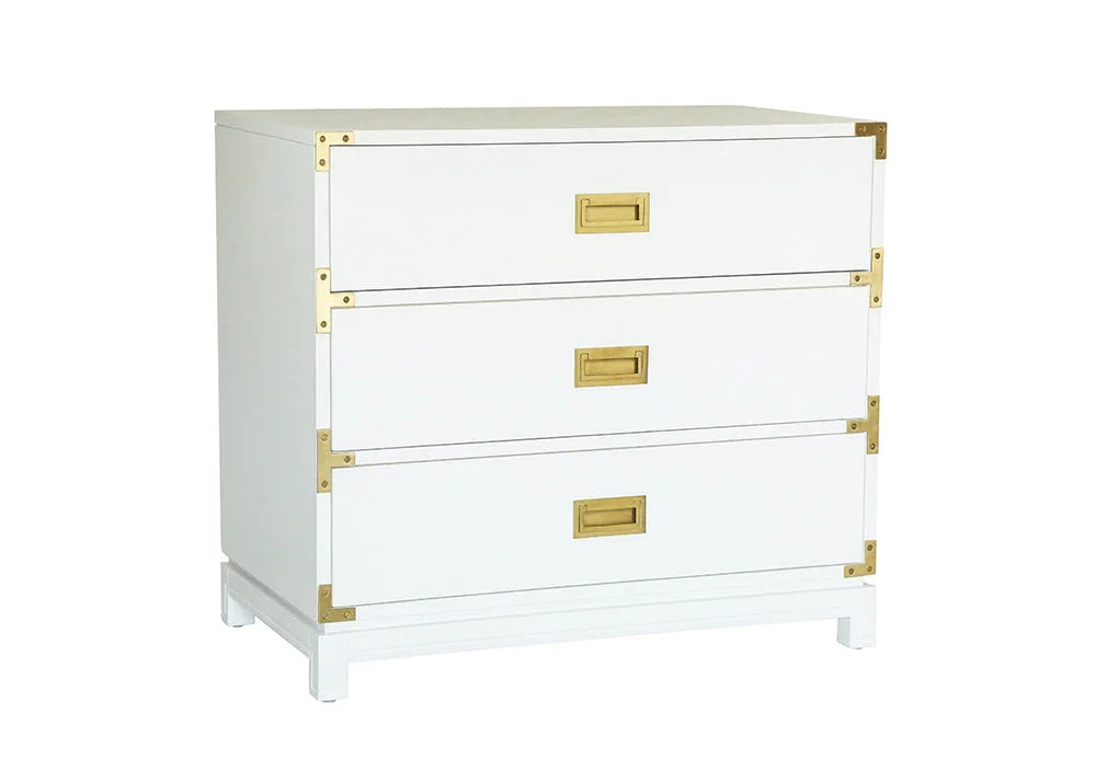 Small Carlyle Campaign Dresser - White - The Mayfair Hall