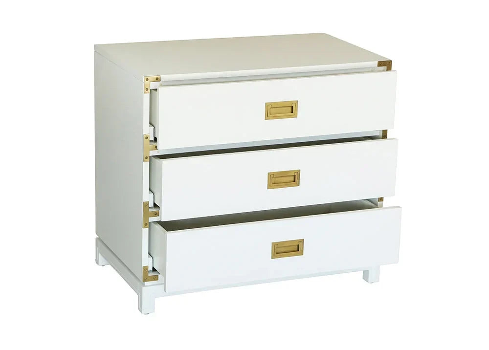 Small Carlyle Campaign Dresser - White - The Mayfair Hall