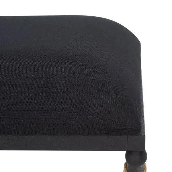 Carmelo Linen Bench in Black with Crossed Wood Base - The Mayfair Hall