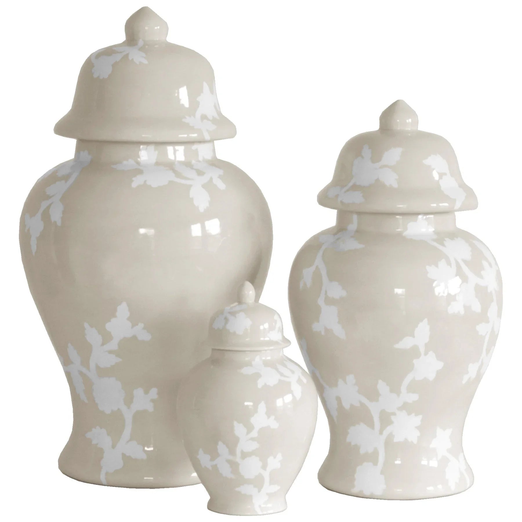 Chinoiserie Dreams Ginger Jars in Beige - The Mayfair Hall