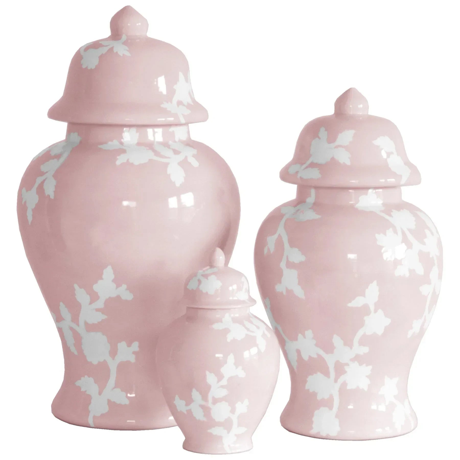 Chinoiserie Dreams Ginger Jars in Cherry Blossom Pink - The Mayfair Hall