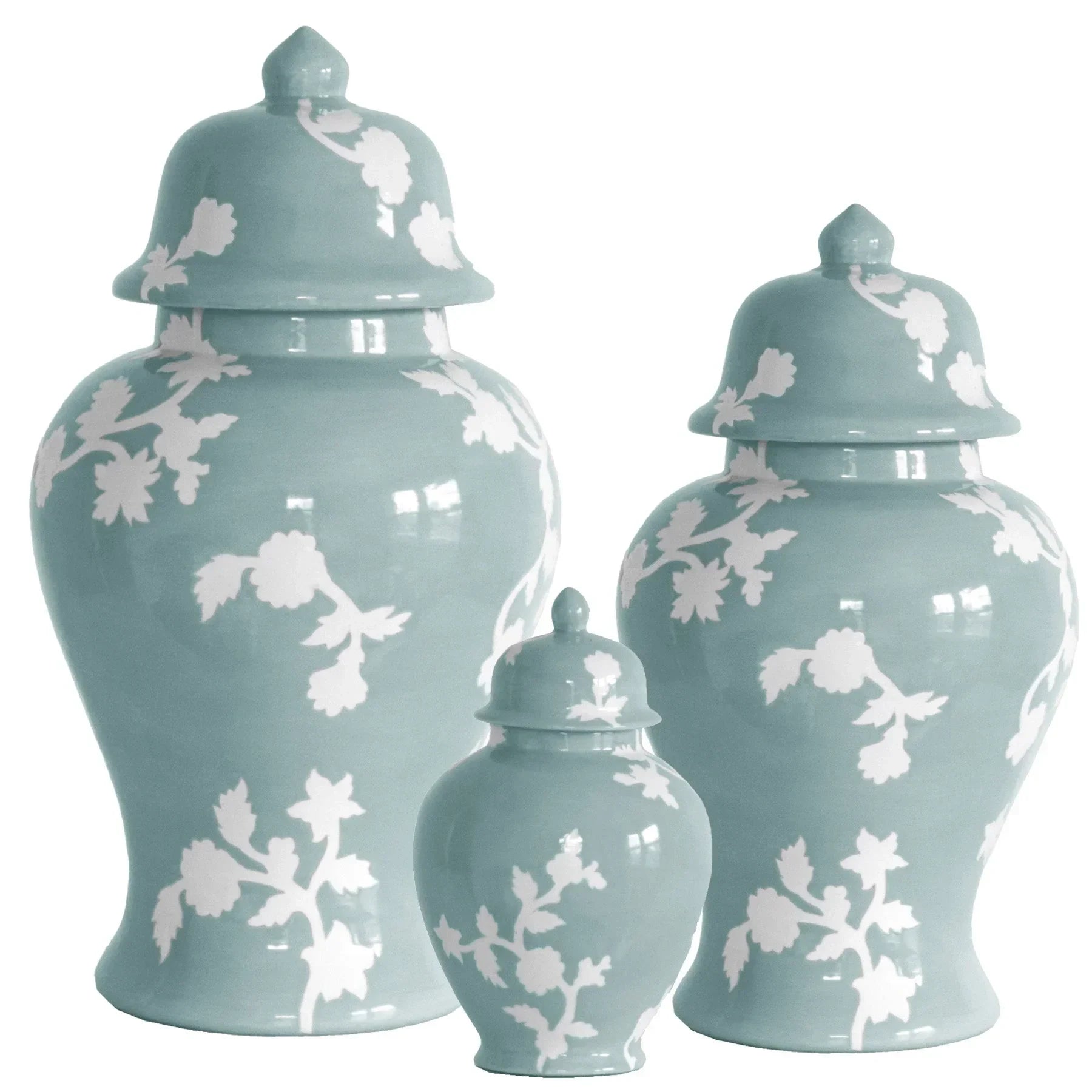 Chinoiserie Dreams Ginger Jars in Lamb's Ear Blue - The Mayfair Hall