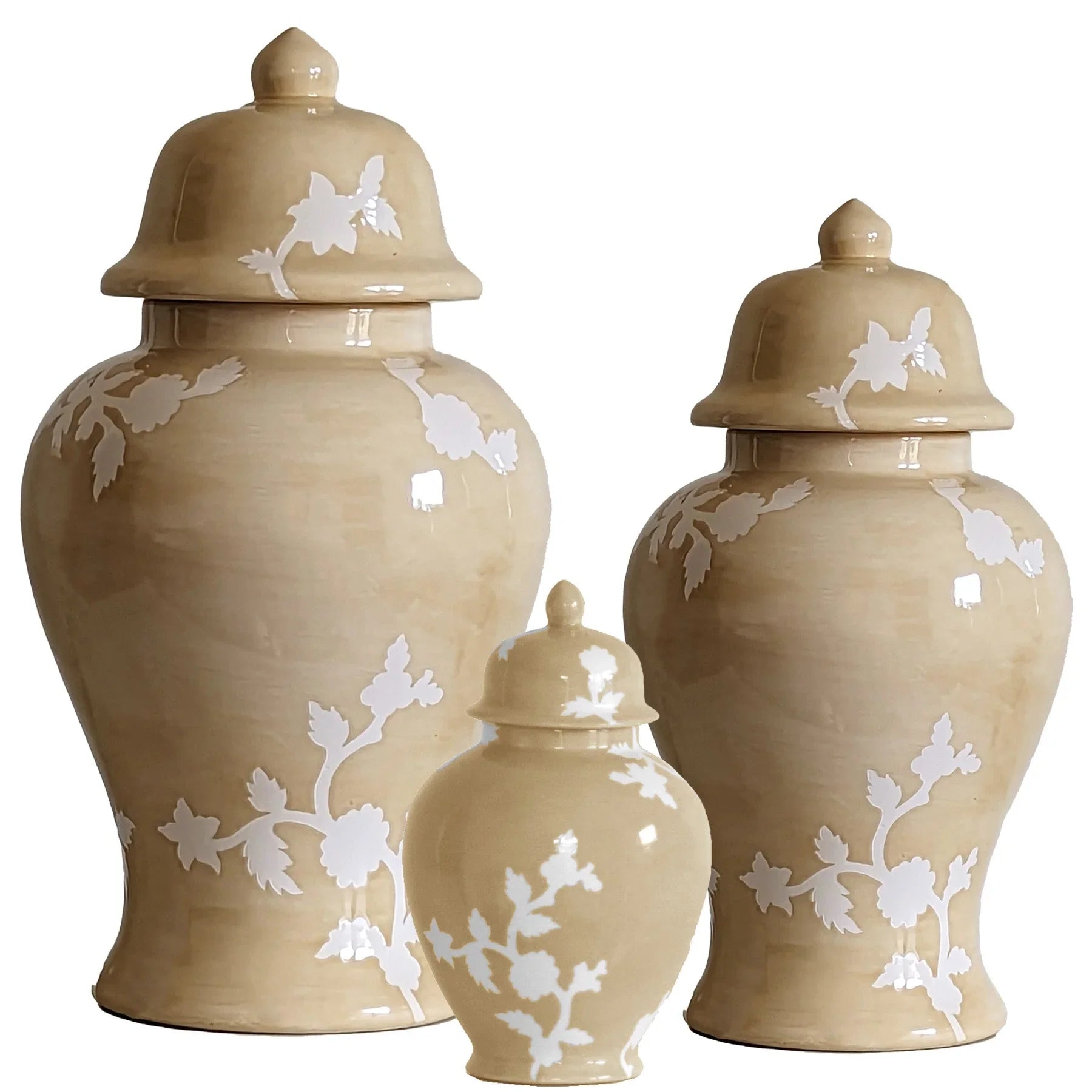 Chinoiserie Dreams Ginger Jars in Sand - The Mayfair Hall