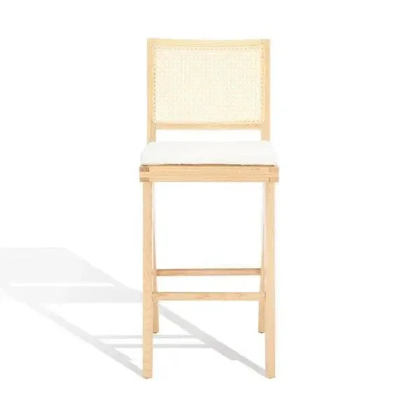 Colette Solid Ash Wood Bar Stool in Natural - The Mayfair Hall
