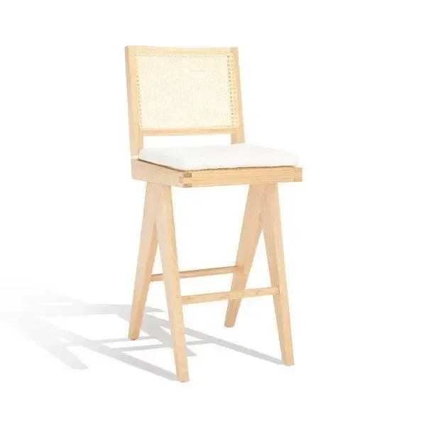 Colette Solid Ash Wood Bar Stool in Natural - The Mayfair Hall