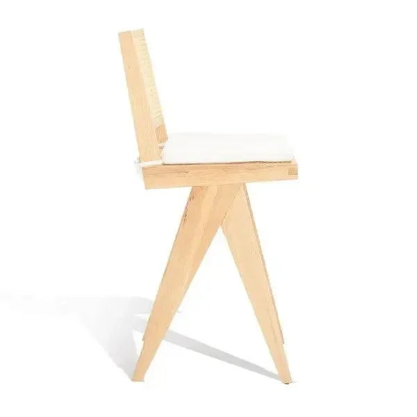 Colette Solid Ash Wood Bar Stool in Natural - The Mayfair Hall