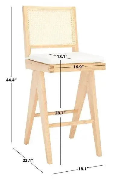 Colette Solid Ash Wood Bar Stool in Natural - The Mayfair Hall