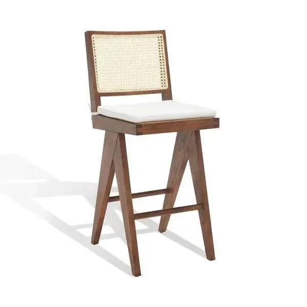 Colette Solid Ash Wood Bar Stool in Walnut - The Mayfair Hall