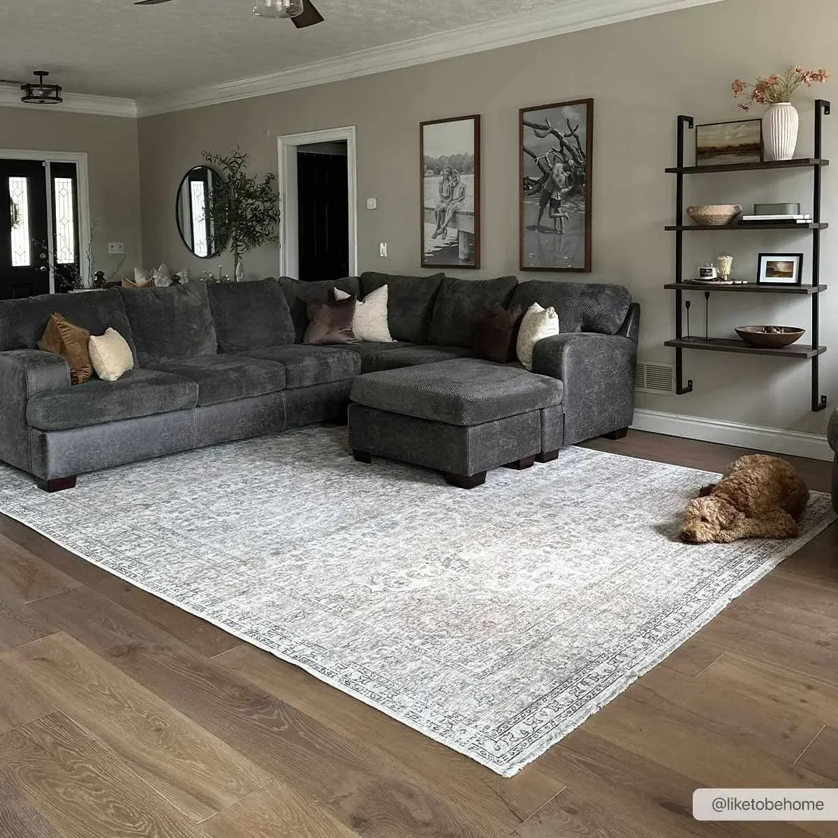 Cream Holi-2301 Washable Area Rug - The Mayfair Hall