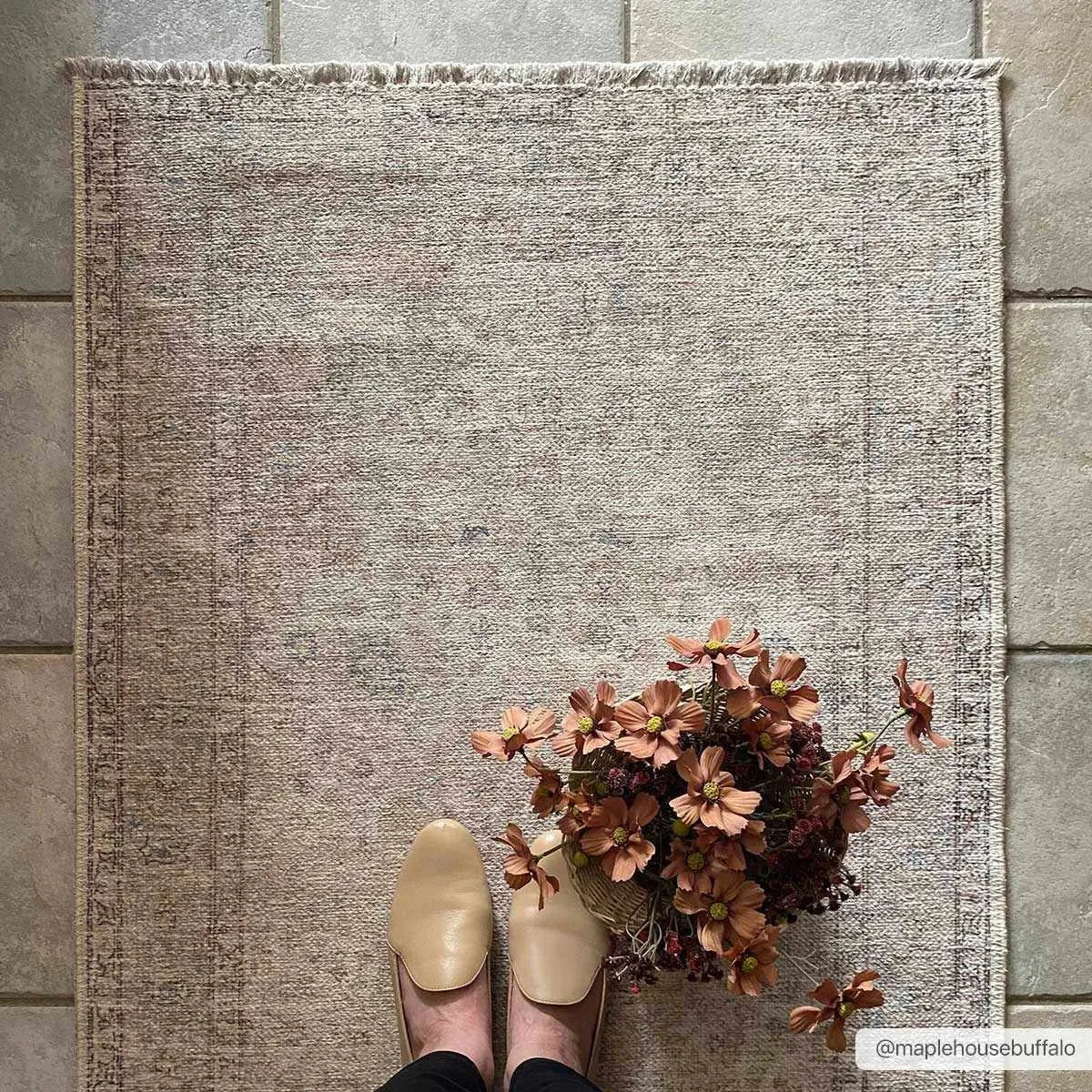 Cream Holi-2301 Washable Area Rug - The Mayfair Hall