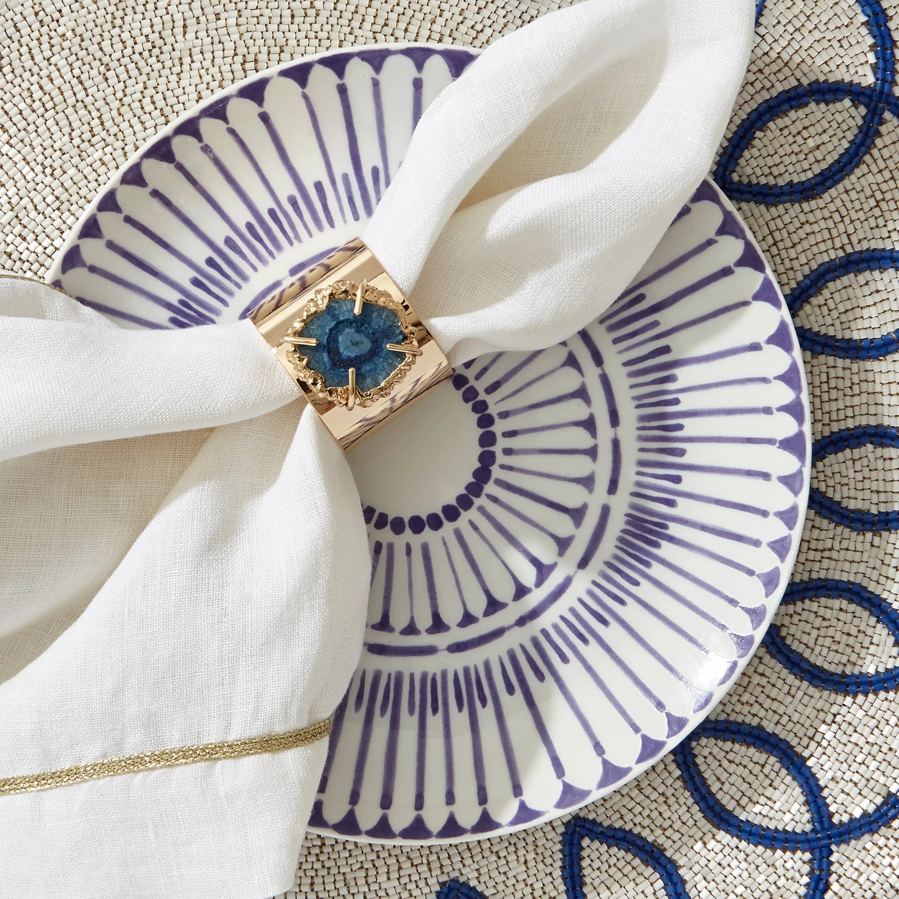 Crystal quartz napkin rings, indigo, set of two - The Mayfair Hall