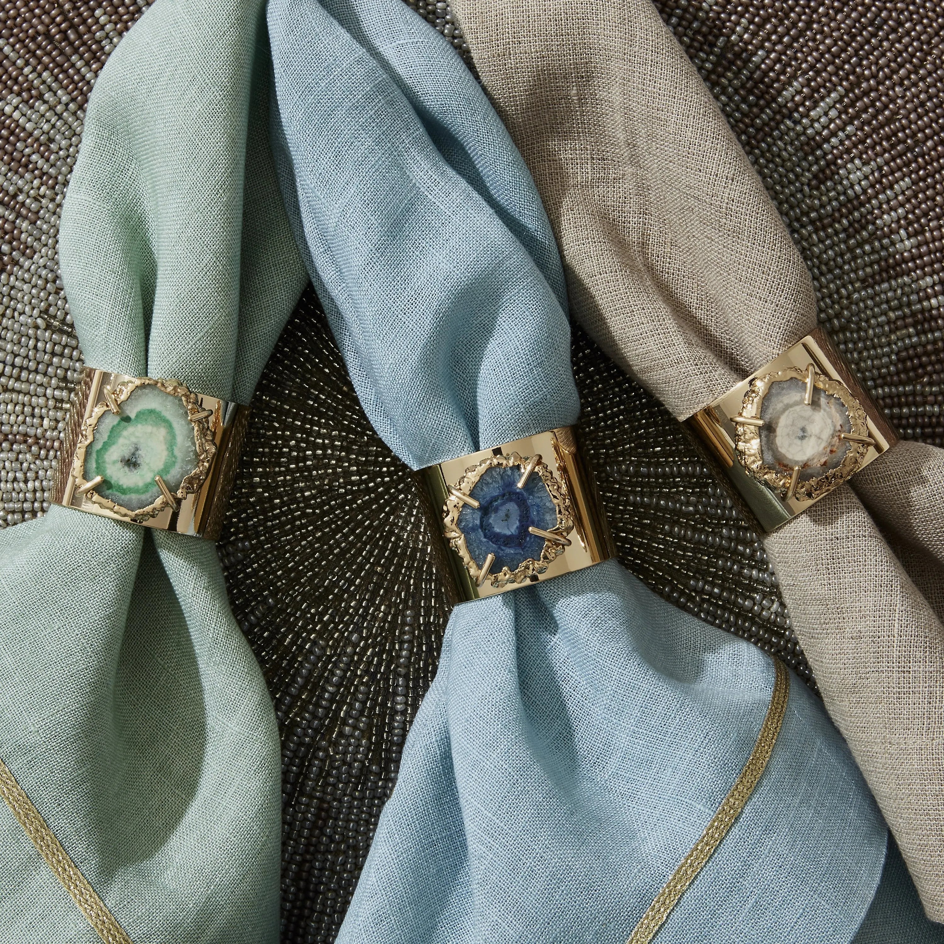 Crystal quartz napkin rings, grey, set of two - The Mayfair Hall