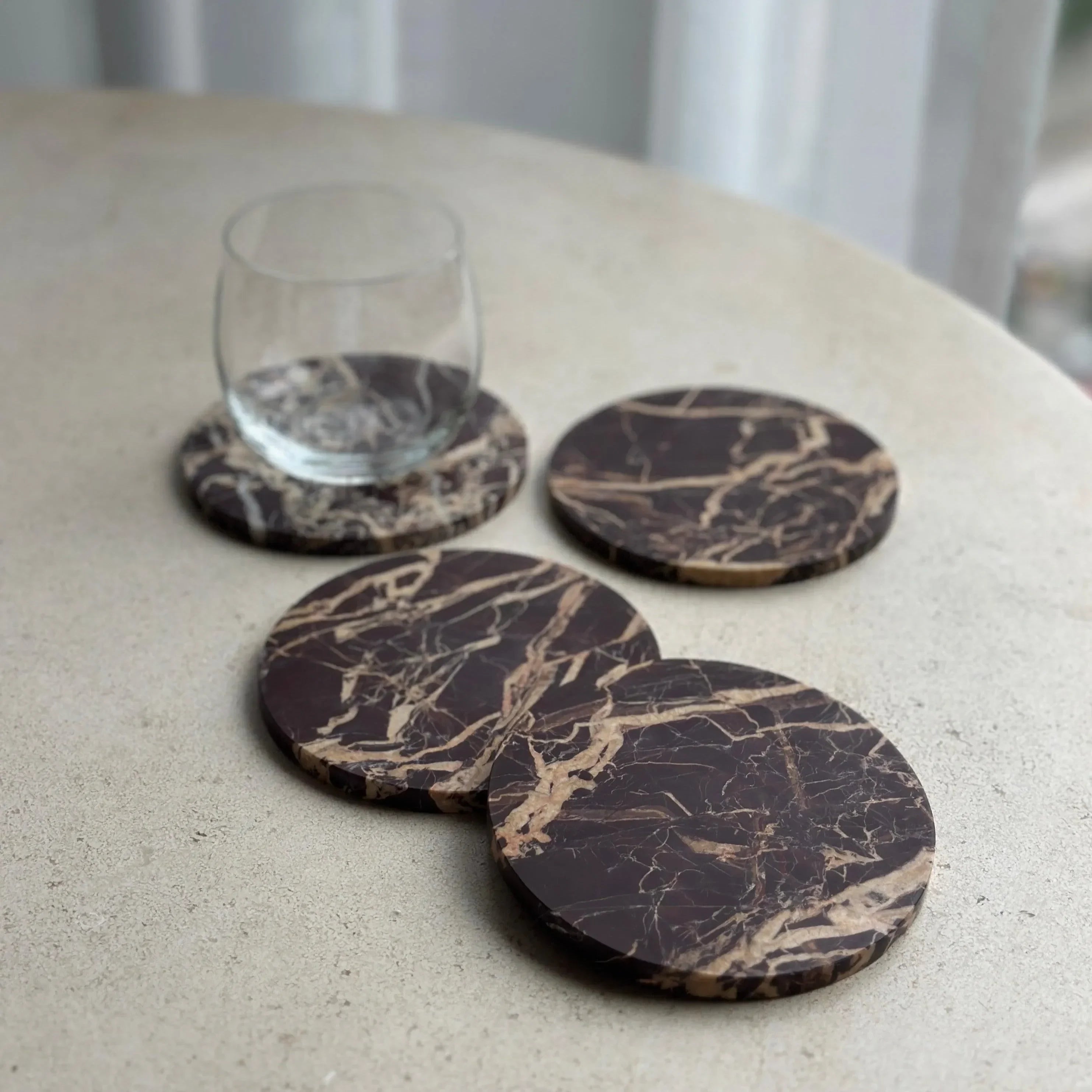 Marble Oversized Coaster Set in Cherry Gold - The Mayfair Hall
