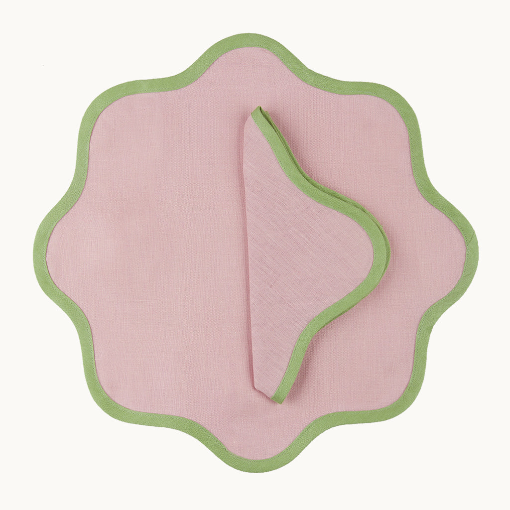 Daisy pink linen napkin (set of 4)
