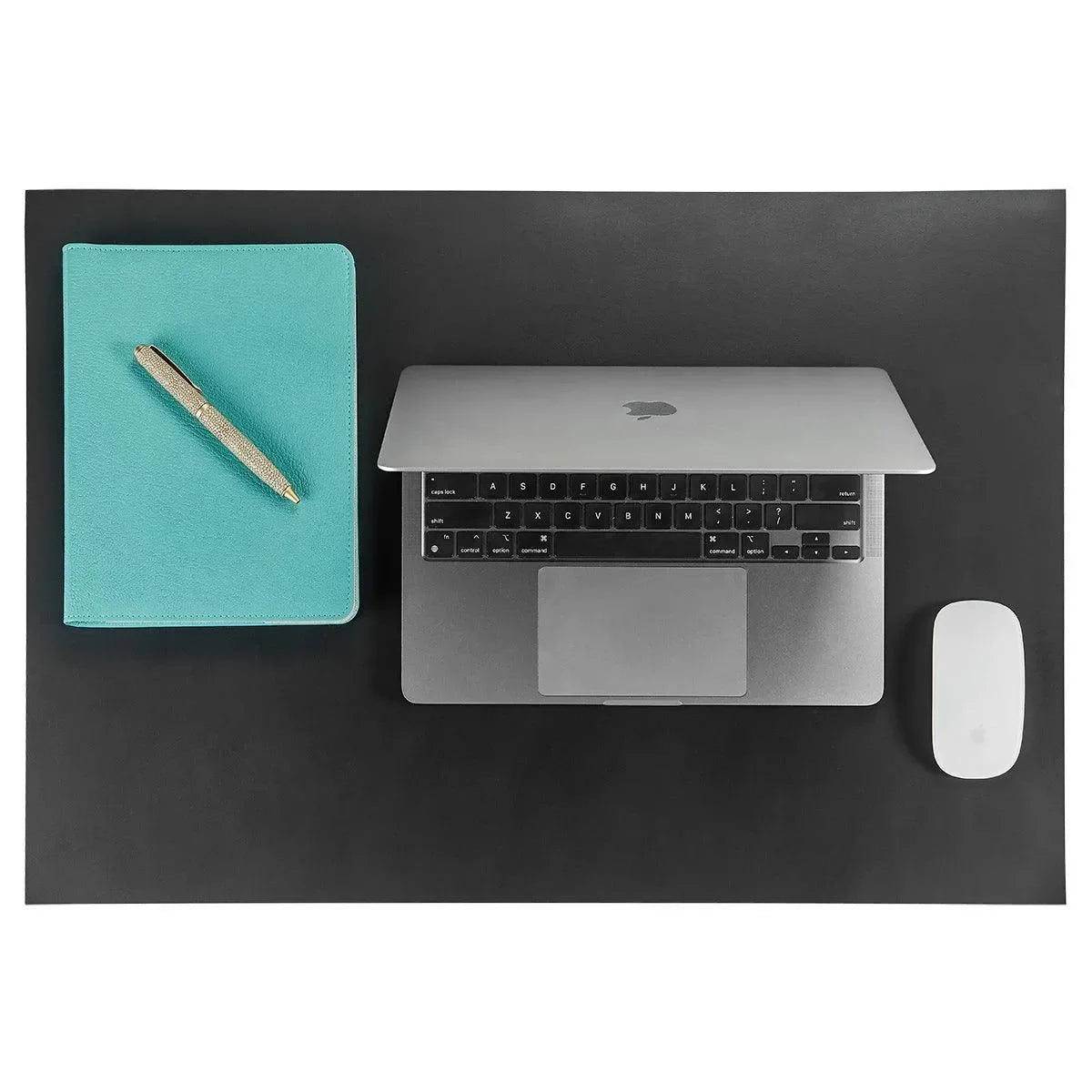 Leather Desk Blotter in Black and Taupe - The Mayfair Hall