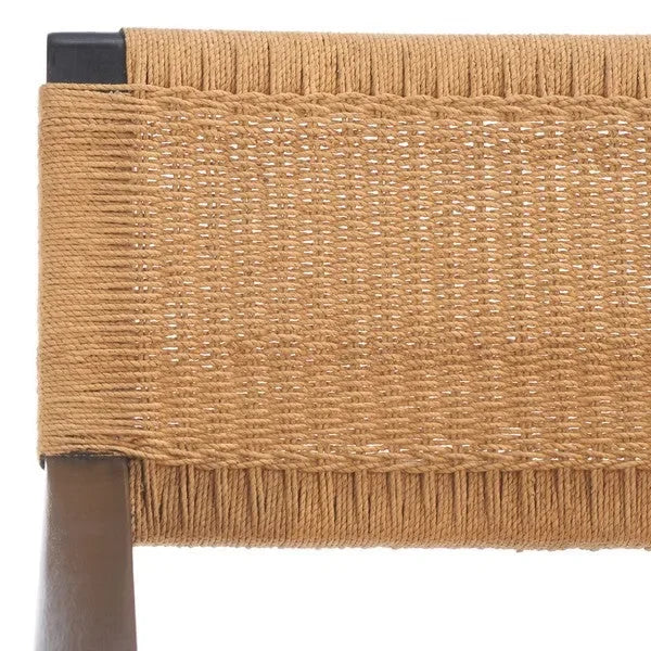 Jolene Mahogany Wood Dining Chair in Black/Natural with Woven Rope - The Mayfair Hall