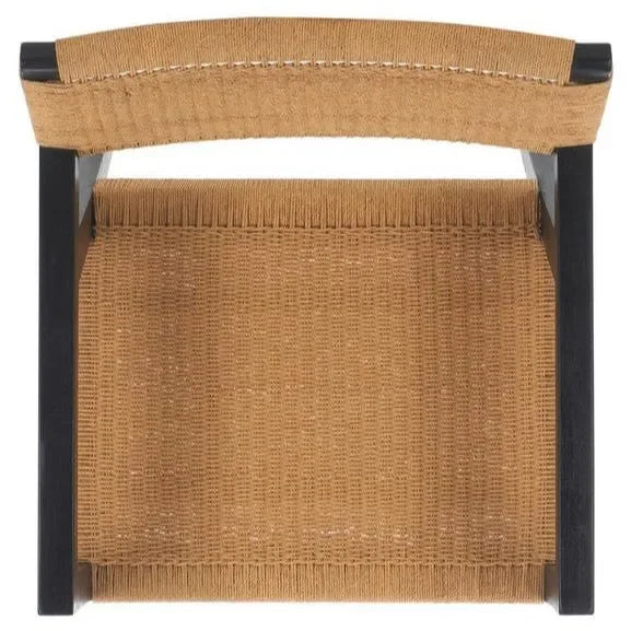 Jolene Mahogany Wood Dining Chair in Black/Natural with Woven Rope - The Mayfair Hall