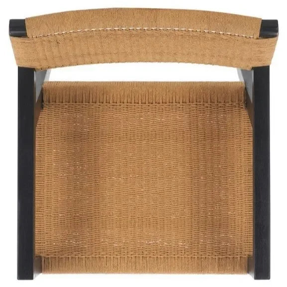 Jolene Mahogany Wood Dining Chair in Black/Natural with Woven Rope - The Mayfair Hall