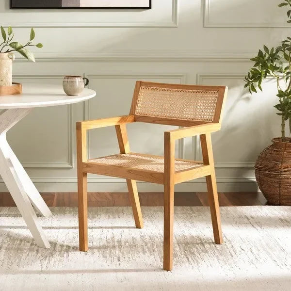Cire Rattan Dining Chair in Natural with Teak Frame - The Mayfair Hall