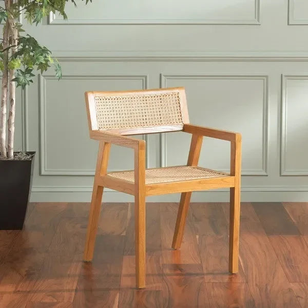 Cire Rattan Dining Chair in Natural with Teak Frame - The Mayfair Hall