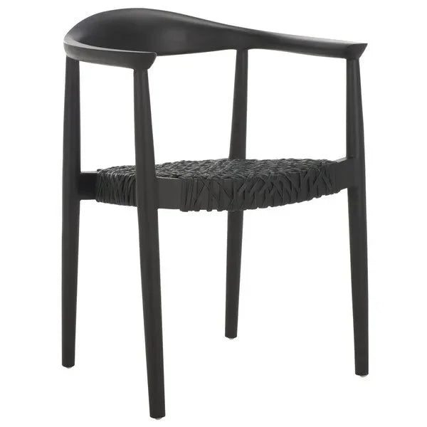Bandelier Stacking Dining Chair in Black with Weave Pattern (Set of 2) - The Mayfair Hall