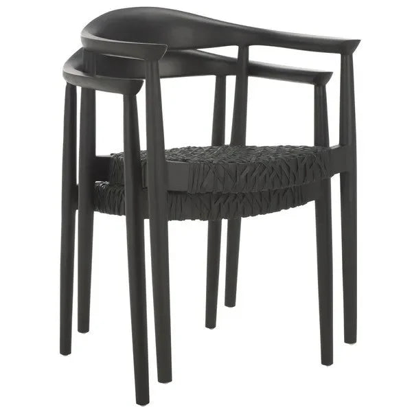 Bandelier Stacking Dining Chair in Black with Weave Pattern (Set of 2) - The Mayfair Hall