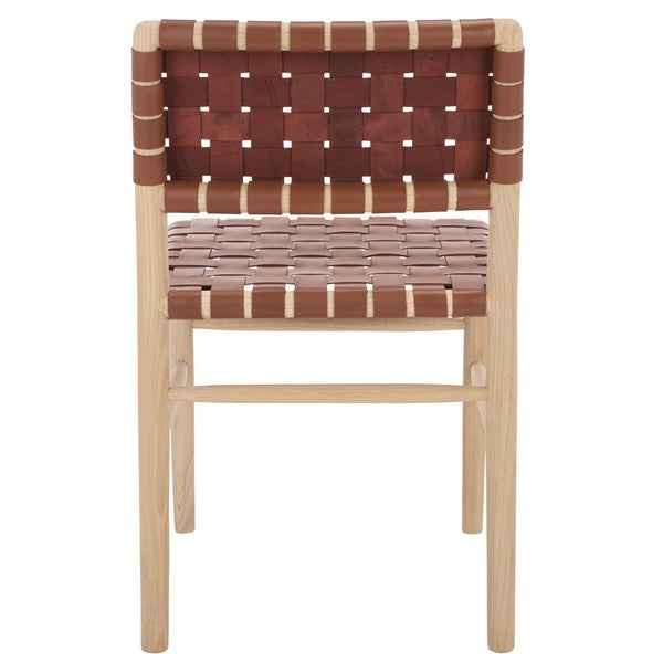 Kaiber Dining Chair in Red Tan and Natural with Leather Seat