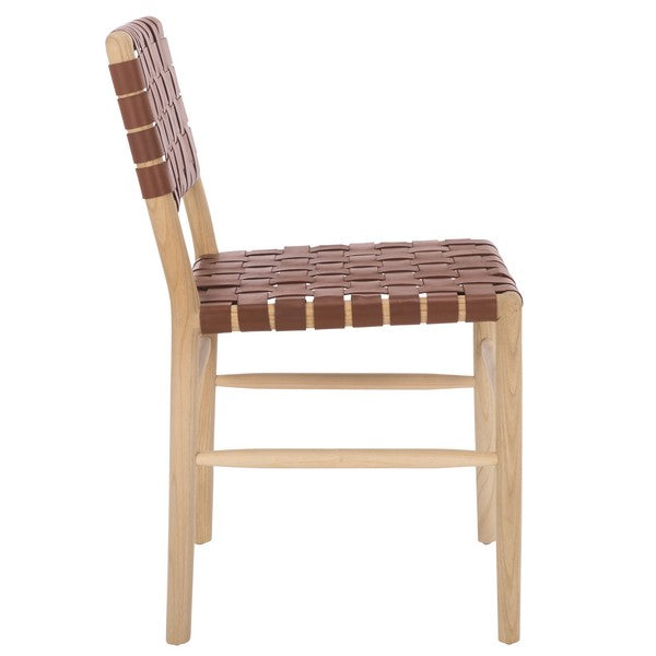 Kaiber Dining Chair in Red Tan and Natural with Leather Seat