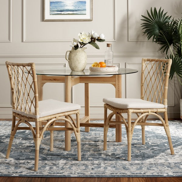 Austri Rattan Dining Chair in Natural with Cushion (Set of 2)