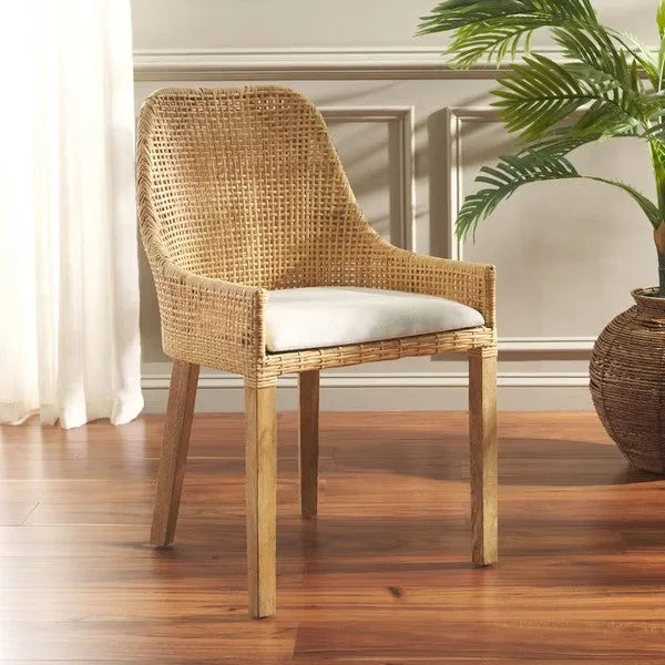 Altha Rattan Dining Chair in Dessert Brown with Cushion - The Mayfair Hall