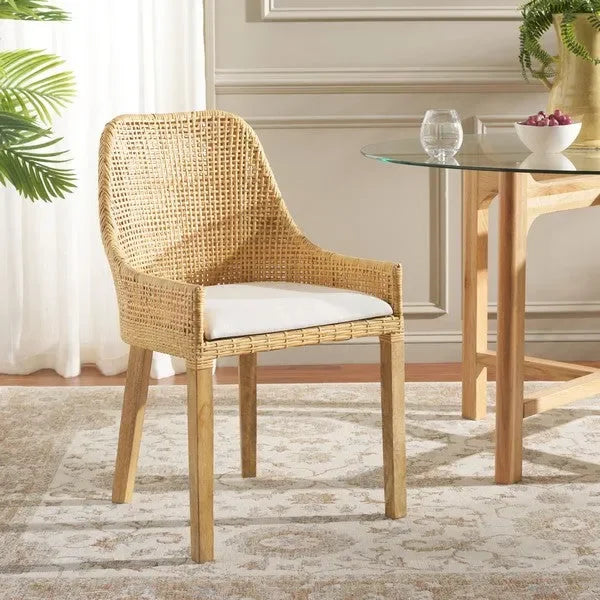 Altha Rattan Dining Chair in Dessert Brown with Cushion - The Mayfair Hall