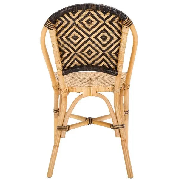 Callidora Rattan Dining Chair in Natural with Bold Black Pattern - The Mayfair Hall