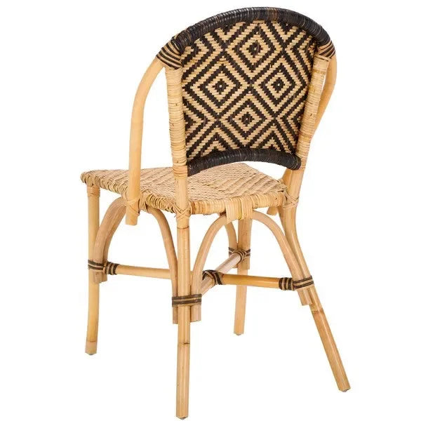 Callidora Rattan Dining Chair in Natural with Bold Black Pattern - The Mayfair Hall