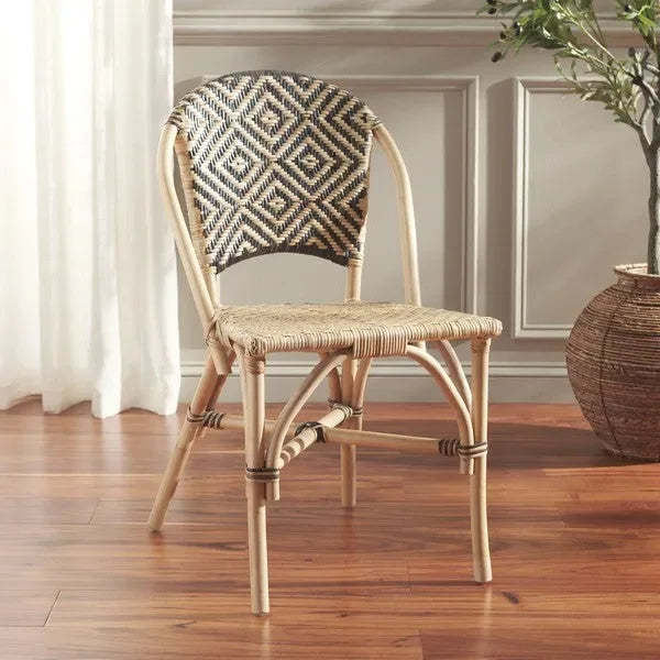 Callidora Rattan Dining Chair in Natural with Bold Black Pattern - The Mayfair Hall