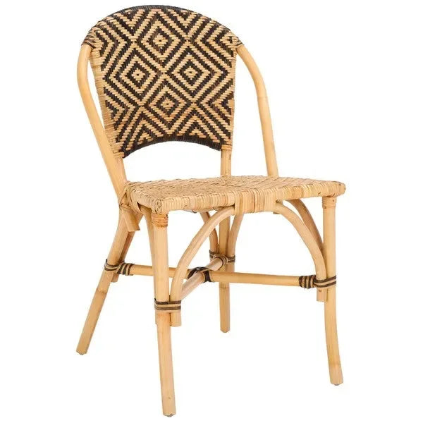 Callidora Rattan Dining Chair in Natural with Bold Black Pattern - The Mayfair Hall