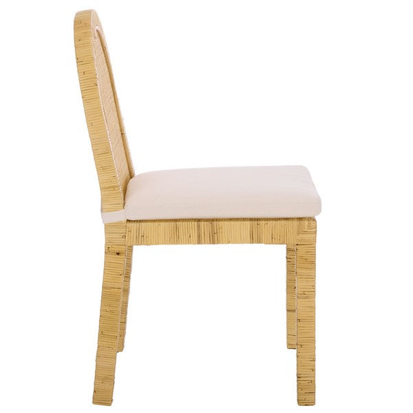 Tojo Cane Roundback Dining Chair in Natural and White (Set of 2)