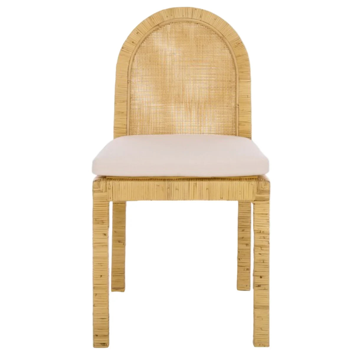 Tojo Cane Roundback Dining Chair in Natural and White (Set of 2)