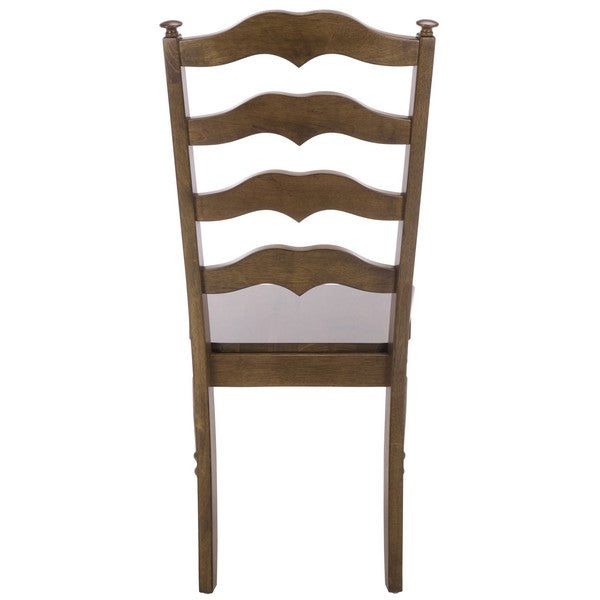Rasia Wooden Side Chair in Dark Oak with Ladder Back