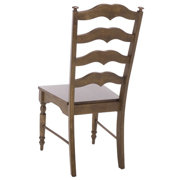 Rasia Wooden Side Chair in Dark Oak with Ladder Back