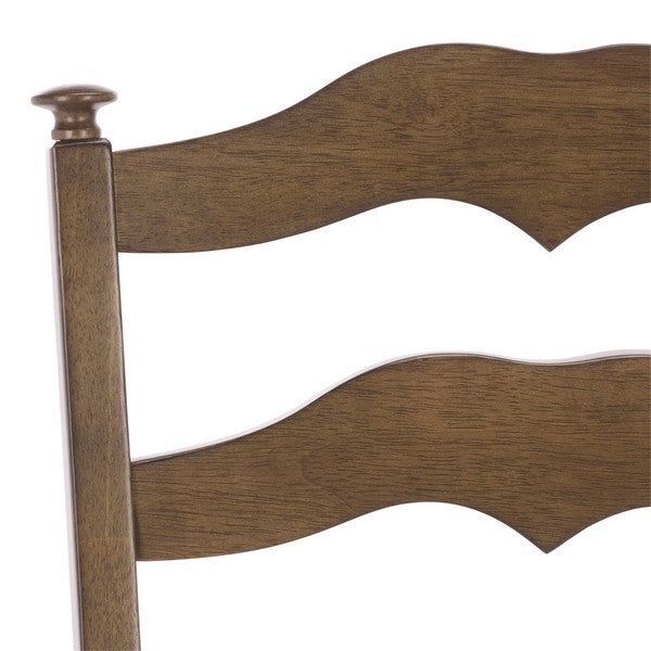 Rasia Wooden Side Chair in Dark Oak with Ladder Back