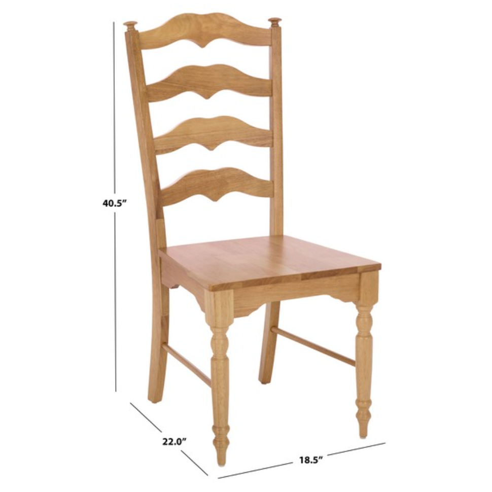 Rasia Wooden Side Chair in Light Oak with Ladder Back