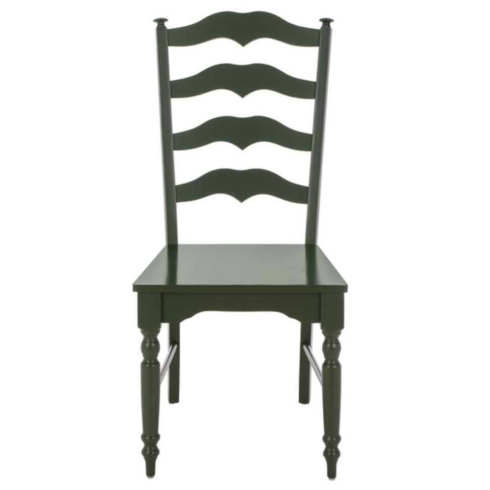 Rasia Wooden Side Chair in Dark Green with Ladder Back