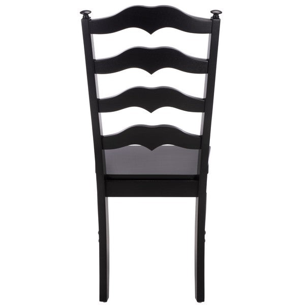 Rasia Wooden Side Chair in Black with Ladder Back