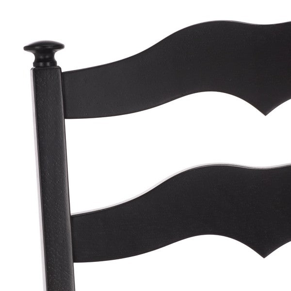 Rasia Wooden Side Chair in Black with Ladder Back