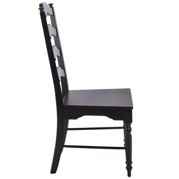 Rasia Wooden Side Chair in Black with Ladder Back