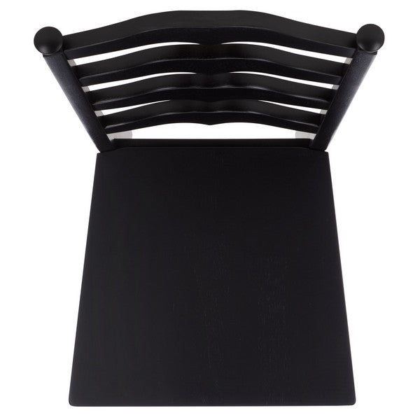 Rasia Wooden Side Chair in Black with Ladder Back
