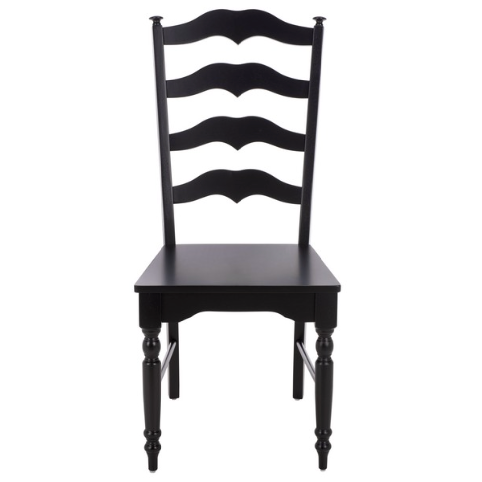 Rasia Wooden Side Chair in Black with Ladder Back