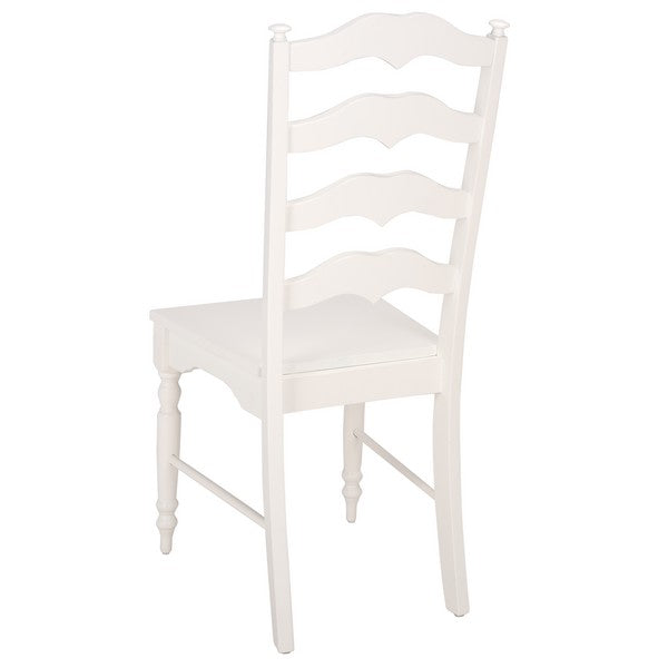 Rasia Wooden Side Chair in White with Ladder Back